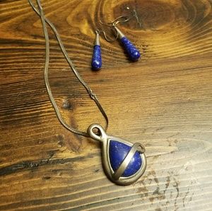 Lapis Lazuli earring and pendant necklace set